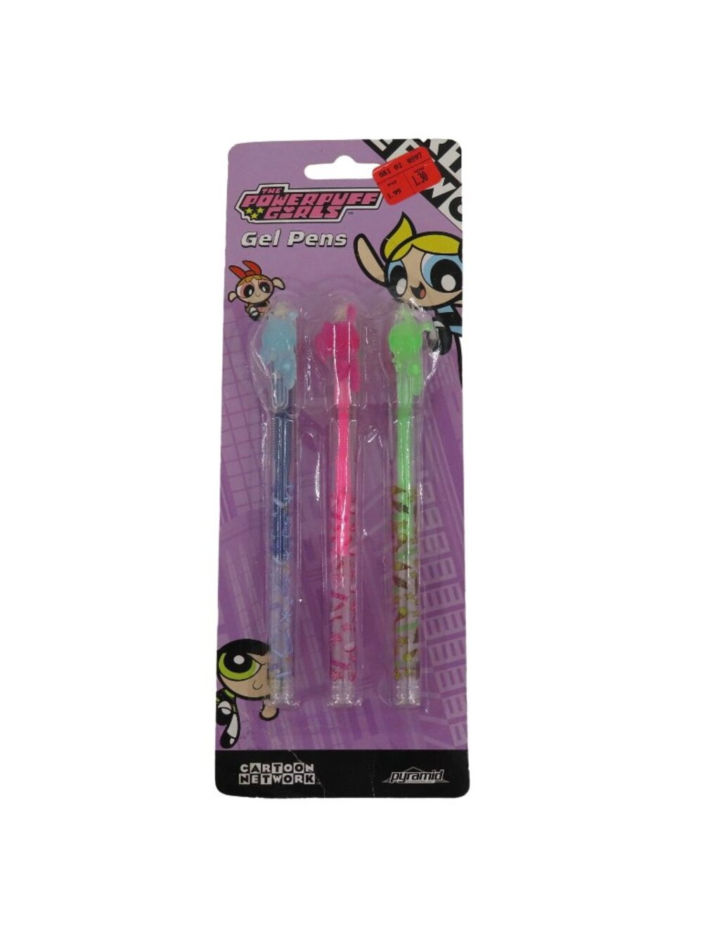 Cartoon Network The Powerpuff Girls Gel Pens Pink Blue Green VTG Deadstock 2001